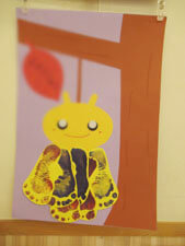 保育園児がつくったみのむしの作品